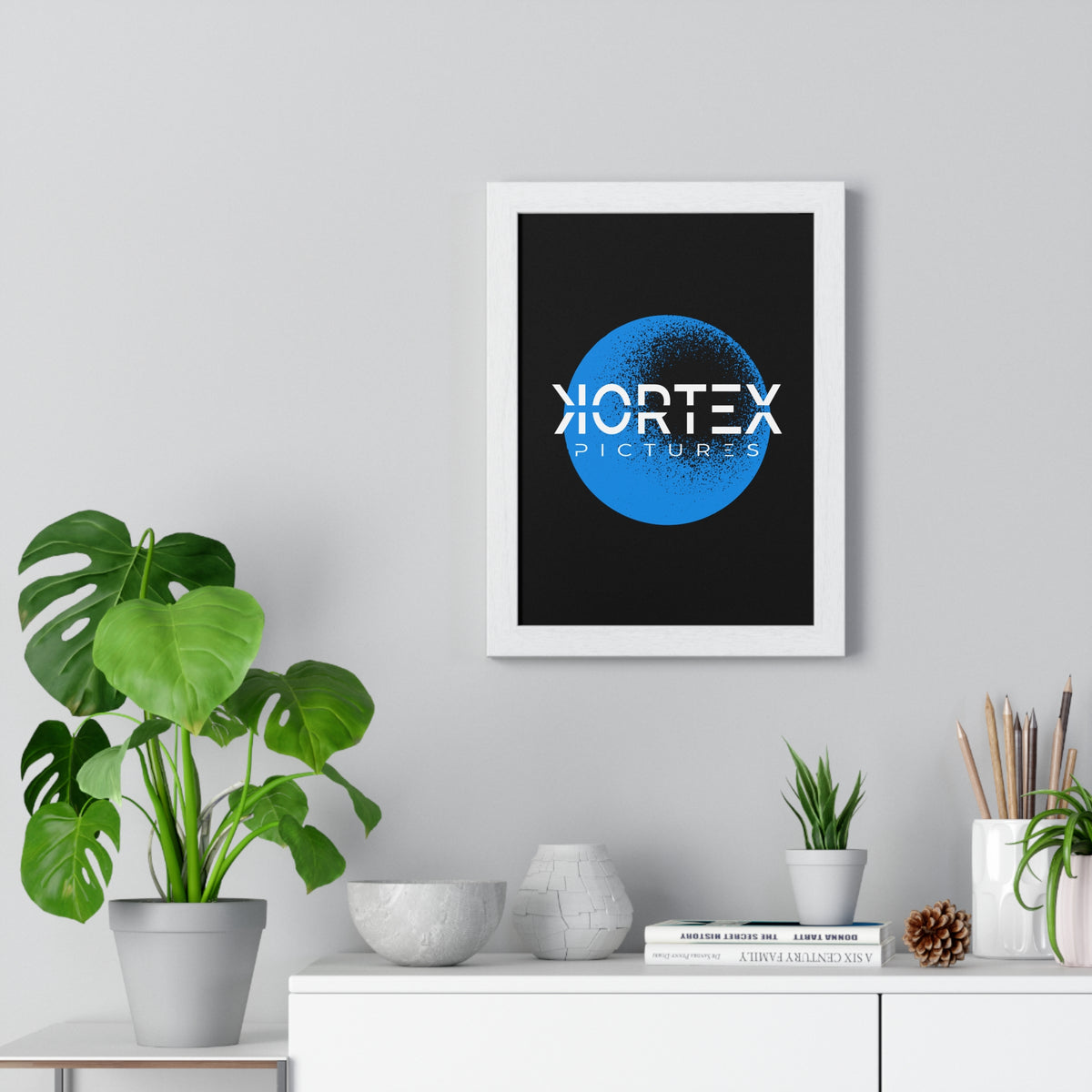 Kortex Pictures Logo (Blue)- Vertical Framed Poster