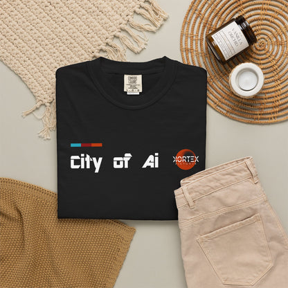 "City of Ai' - Unisex Garment-Dyed T-shirt