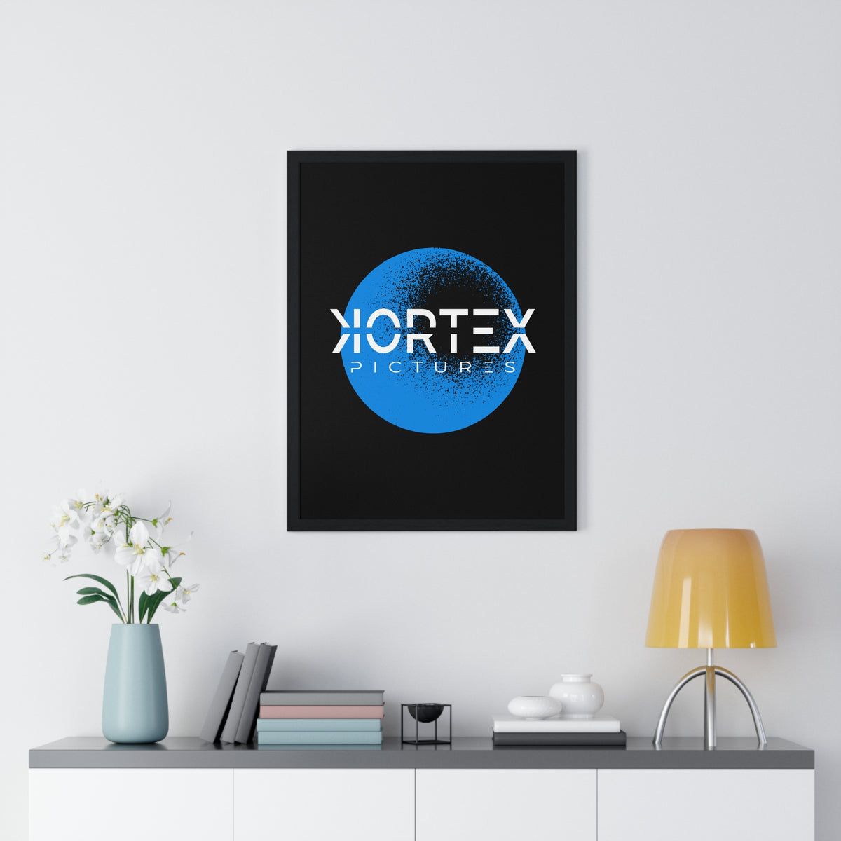 Kortex Pictures Logo (Blue)- Vertical Framed Poster