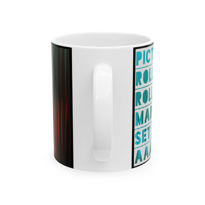 Ceramic Mug — 'Lights, Camera, Action' Bold Retro Gradient Film Crew Coffee Cup (11oz/15oz)
