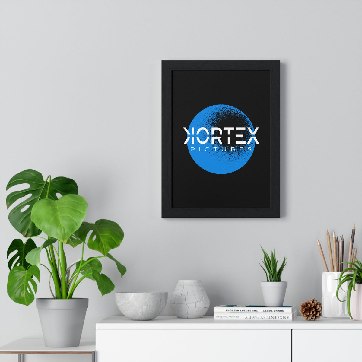 Kortex Pictures Logo (Blue)- Vertical Framed Poster